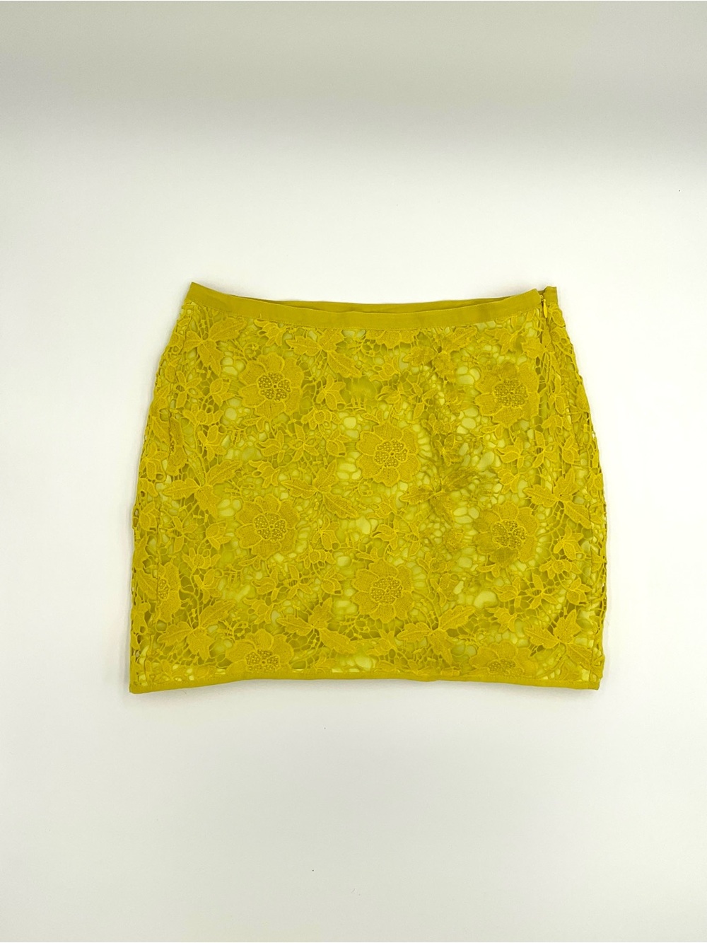 Madewell Yellow Floral Lace Mini Skirt Size 2 Cotton Lined